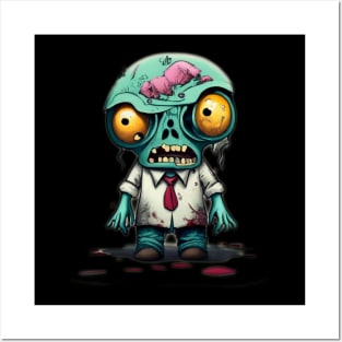 Funny mini zombie halloween Posters and Art